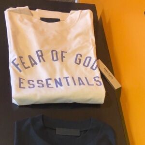Fear of God Essentials Short Sleeve Tee - White with Lavender Logo
